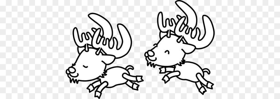 Elk Reindeer Drawing Black And White, Stencil, Animal, Mammal, Wildlife Free Png Download
