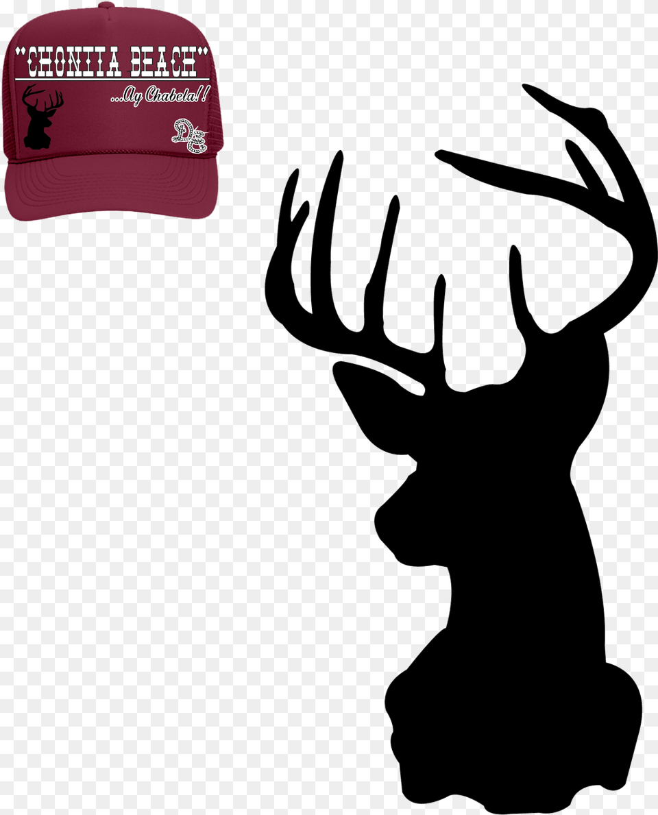 Elk Silhouette Decal Monogram Art Deer Silhouette Head, Hat, Baseball Cap, Cap, Clothing Png Image