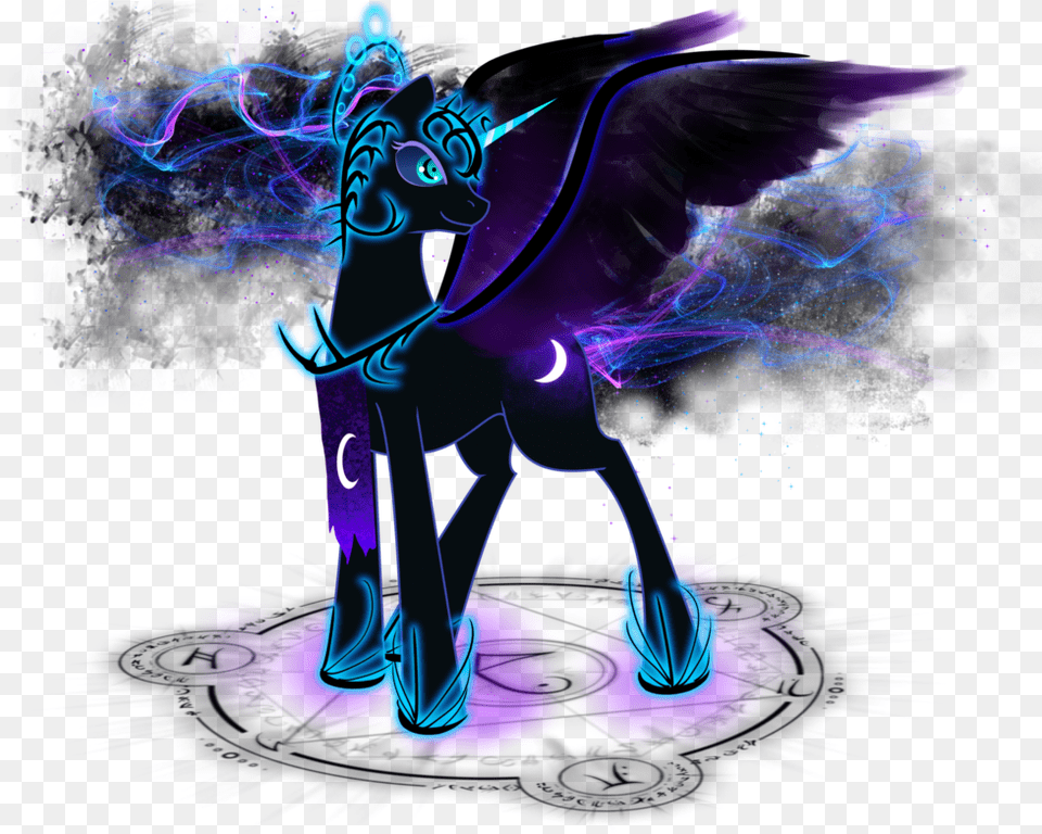 Elkaart Magic Magic Circle Nightmare Moon Pony Nightmare Moon Armor Fan Art, Purple, Graphics, Adult, Person Free Png