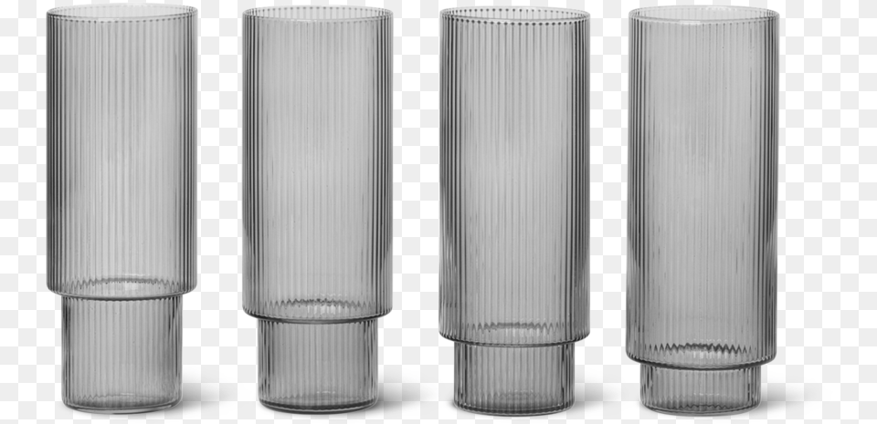 Elm Smoke Grey Ripple Glass Long Set Of 4, Cylinder Free Png Download