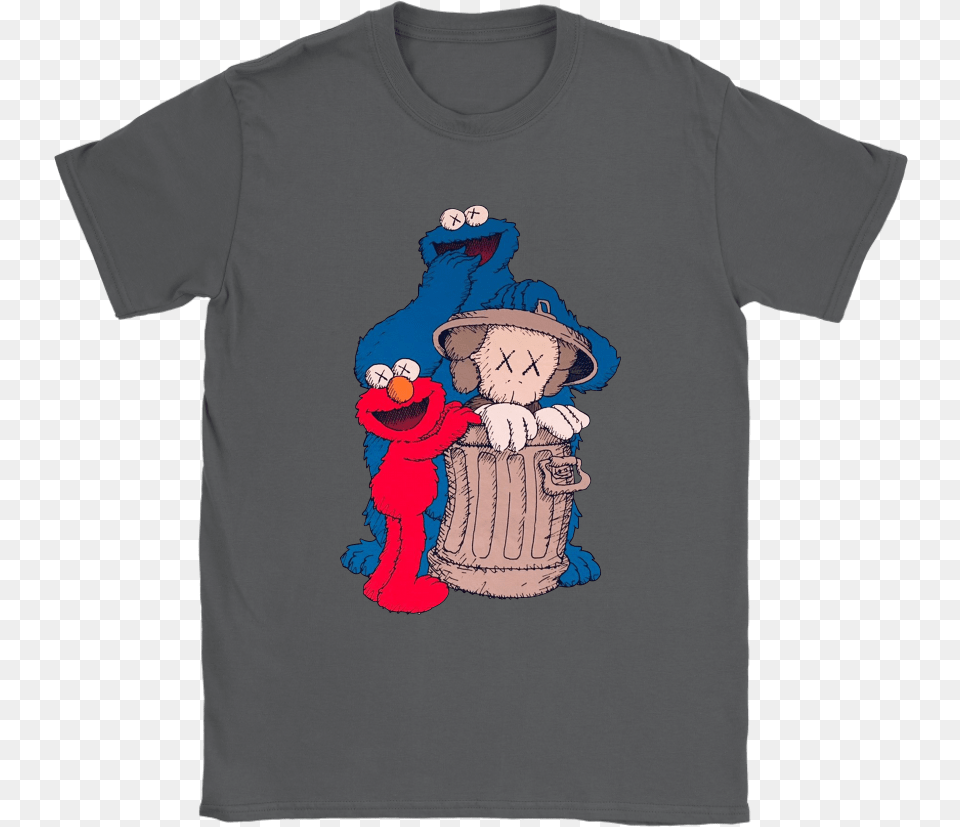Elmo And Cookie Monster Hide Kaws In Trash Can Shirts, Clothing, T-shirt, Face, Head Free Transparent Png