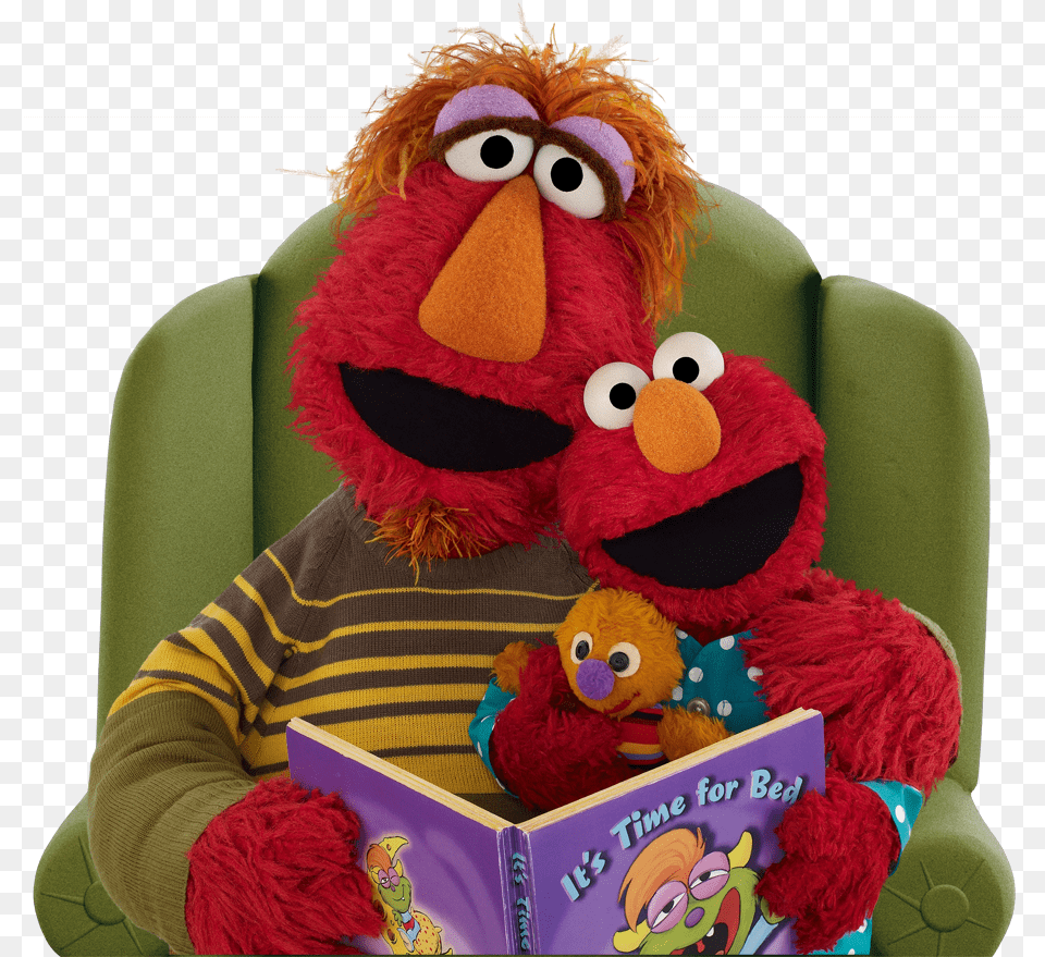 Elmo And Dad Elmo Reading A Book, Toy, Plush Free Transparent Png