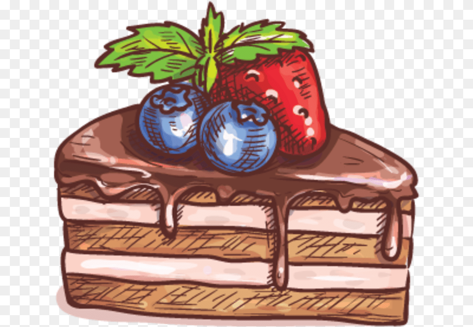Elrees Cack Pic 8721 Chocolate Cake Sketch, Berry, Produce, Plant, Fruit Png Image