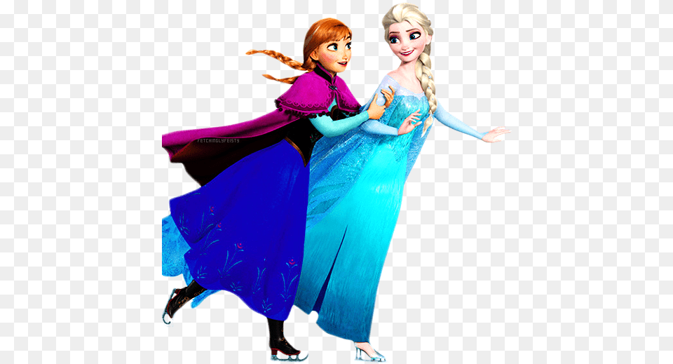 Elsa Amp Anna Skating Together Anna And Elsa, Adult, Toy, Person, Female Free Png Download