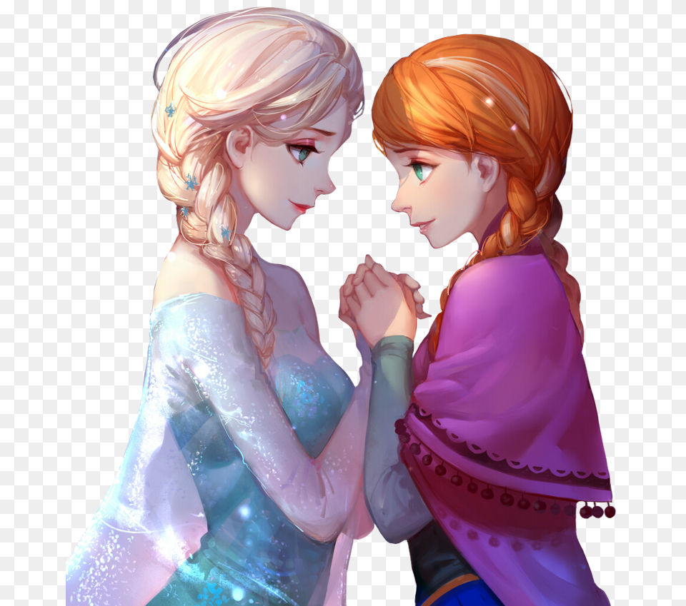 Elsa And Anna Holding Hands, Publication, Book, Clothing, Comics Free Transparent Png