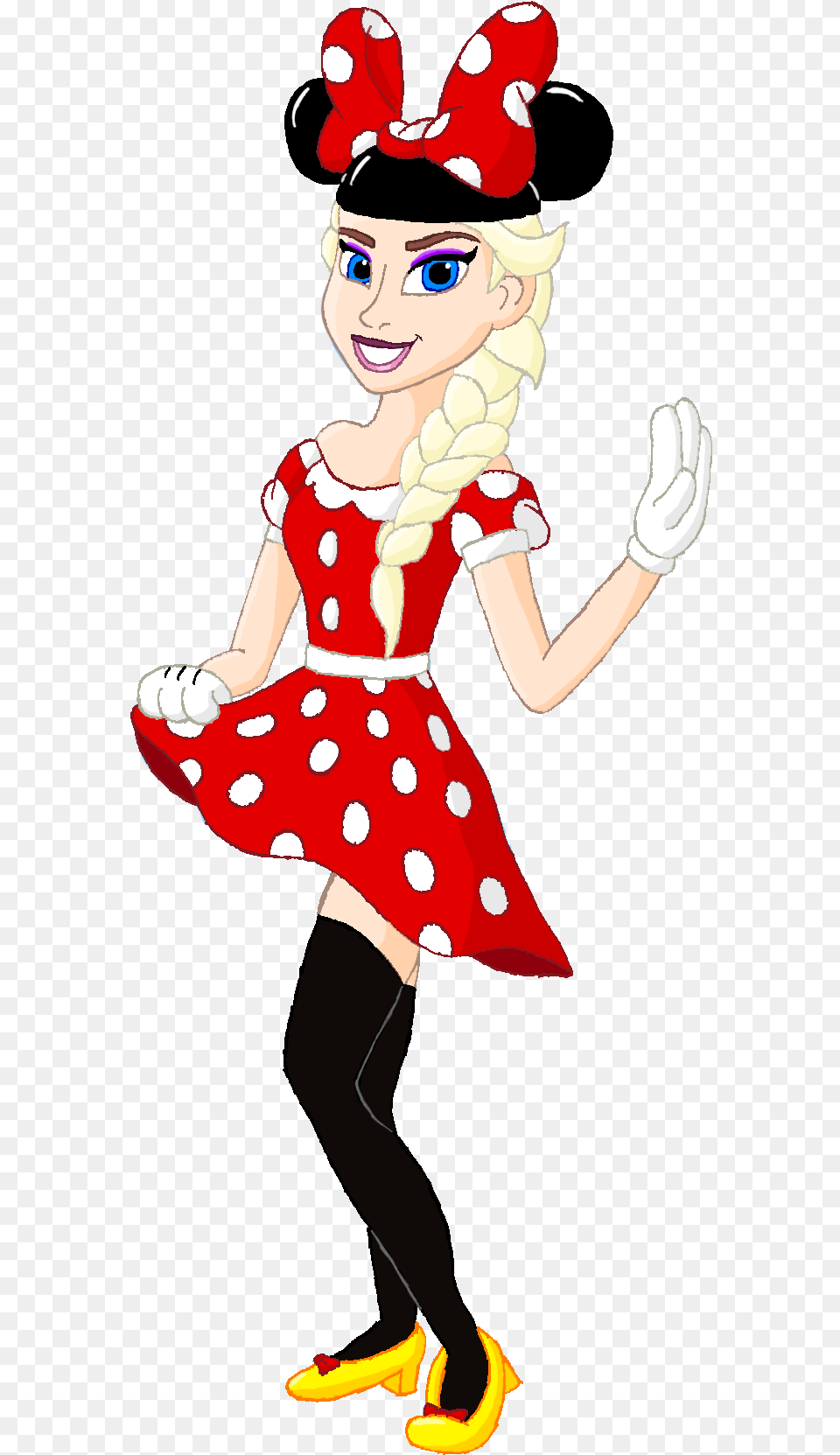 Elsa As Minnie Mouse Drawing, Person, Pattern, Clothing, Glove Free Transparent Png