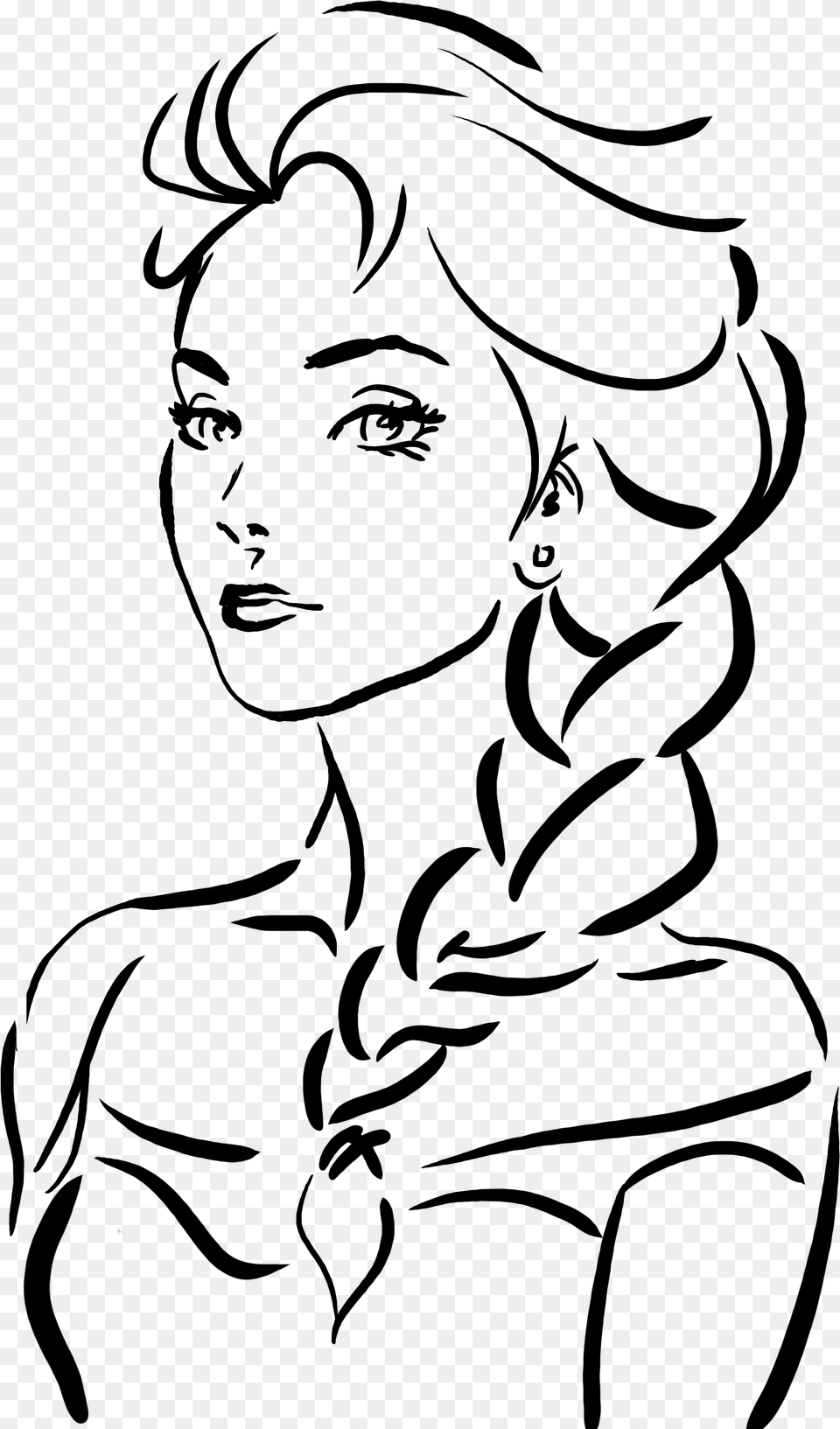 Elsa Black And White Clipart, Gray Free Transparent Png