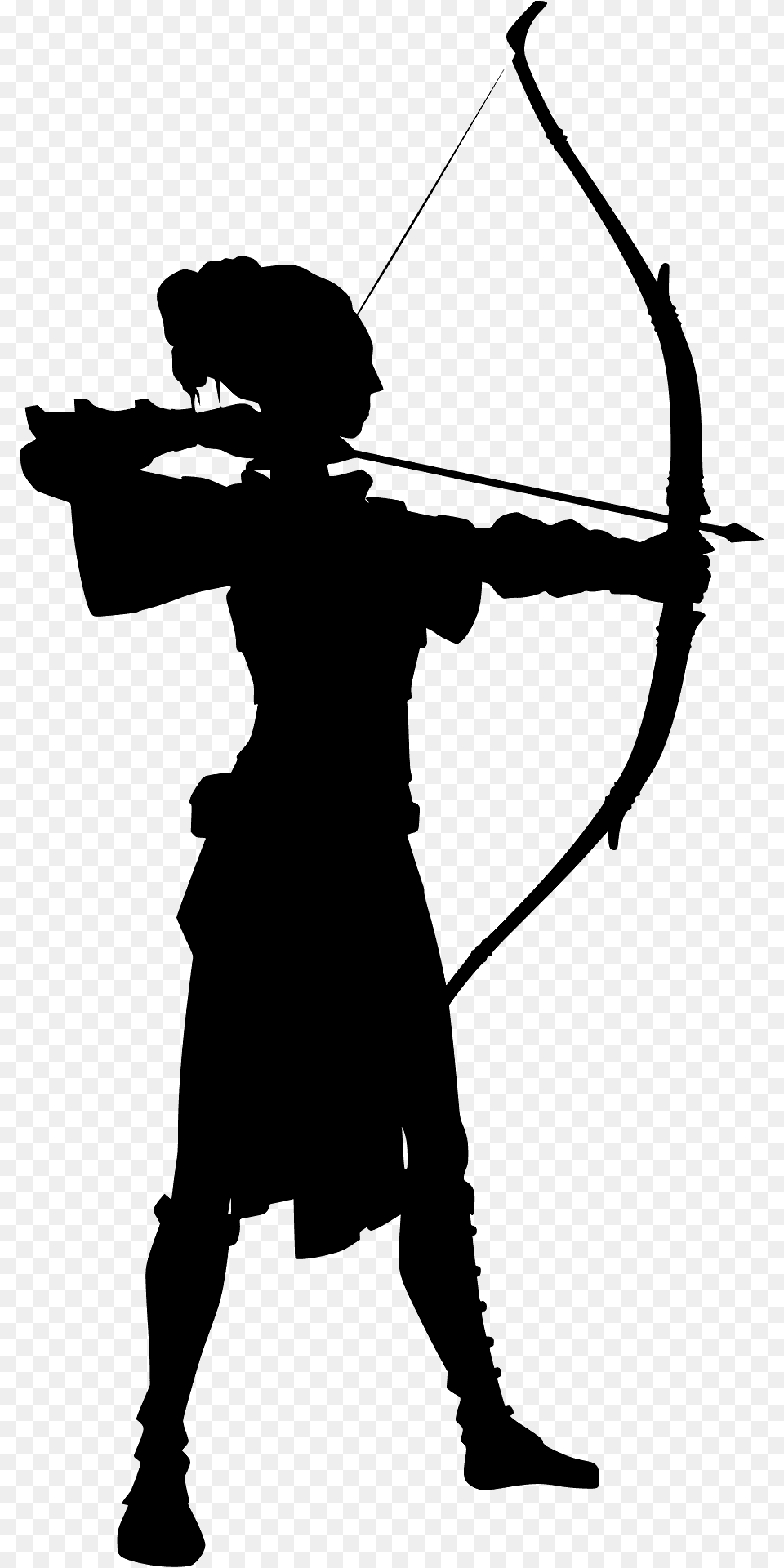 Elven Archer With Bow Drawn Silhouette, Archery, Sport, Weapon, Person Free Png Download
