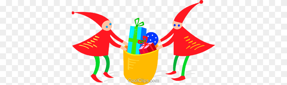 Elves With Christmas Presents Royalty Vector Clip Art, Baby, Person, Clothing, Hat Png