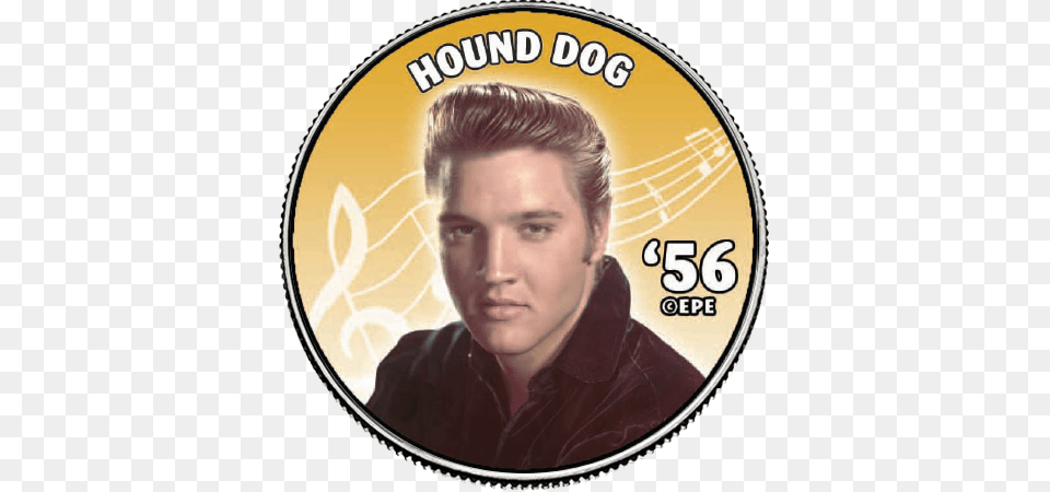 Elvis Presley B W Portrait Jfk Kennedy Half Dollar, Adult, Male, Man, Person Free Png Download