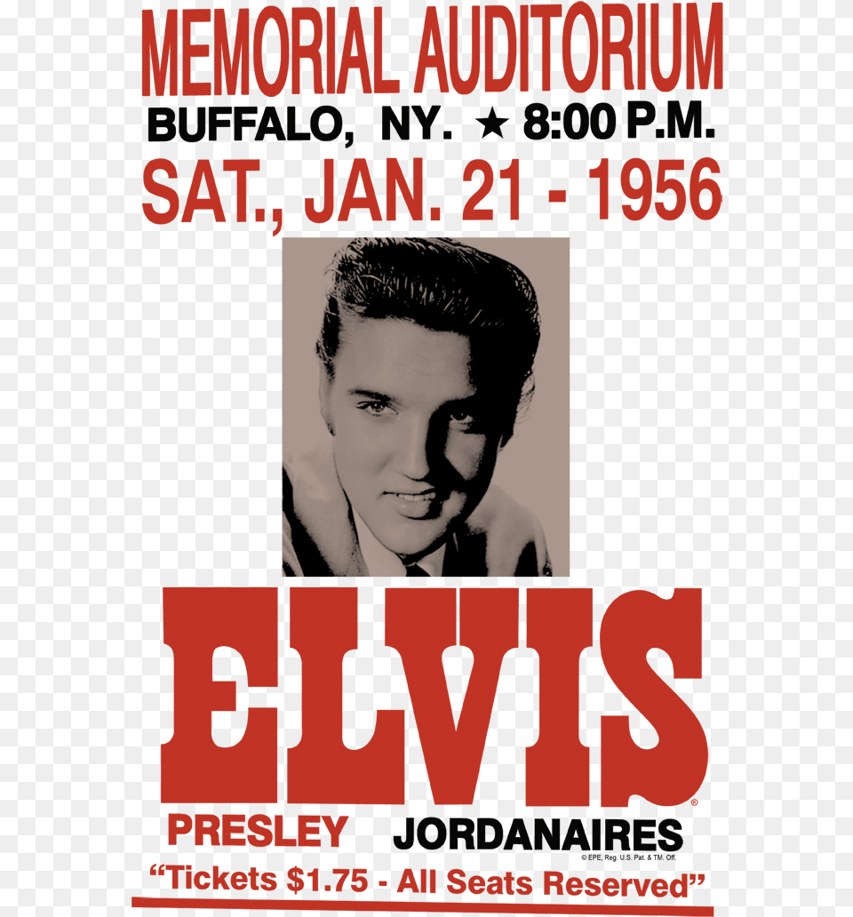 Elvis Presley Buffalo 1956 Men39s Regular Fit T Shirt, Advertisement, Poster, Adult, Person Png