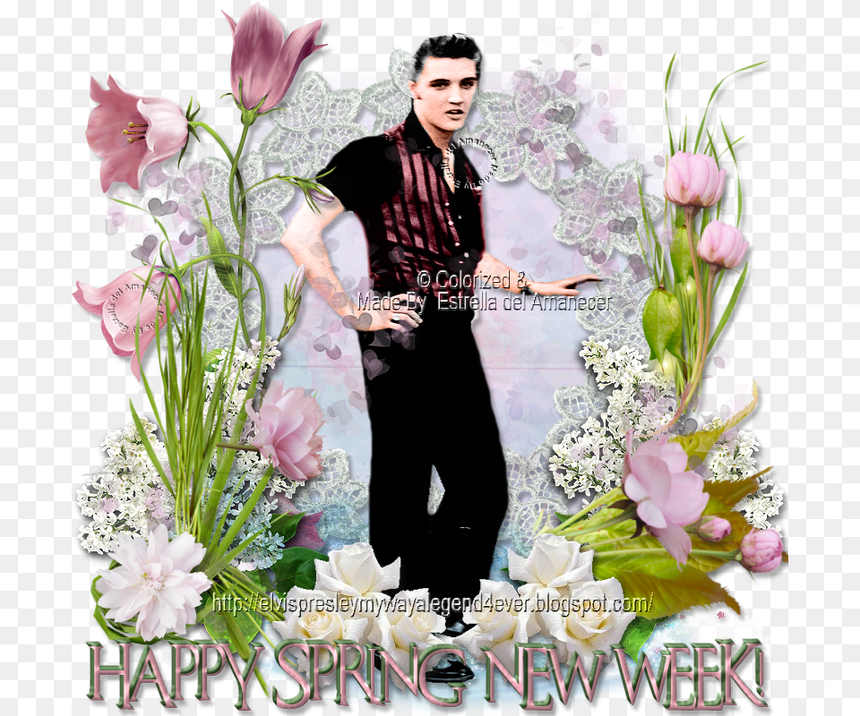 Elvis Presley Happy Spring New Week Artificial Flower, Plant, Pattern, Graphics, Flower Bouquet Png Image