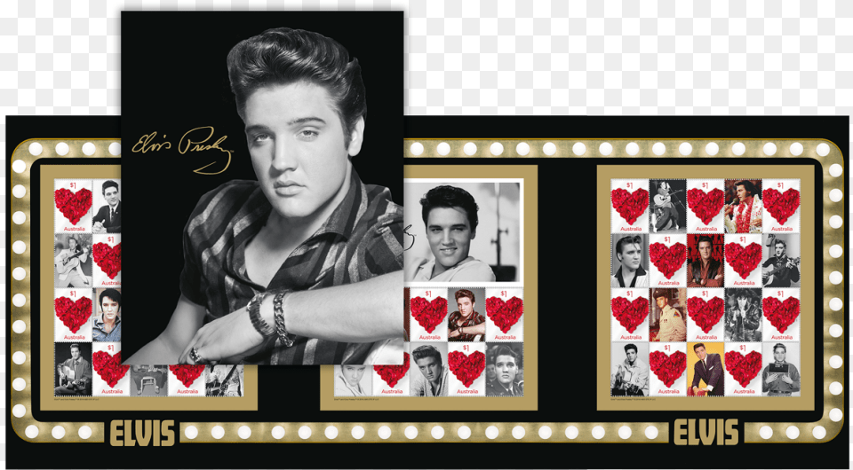 Elvis Presley Stamp Pack Elvis Presley Number One Us Singles 1956 1962 Music, Art, Collage, Adult, Male Free Png