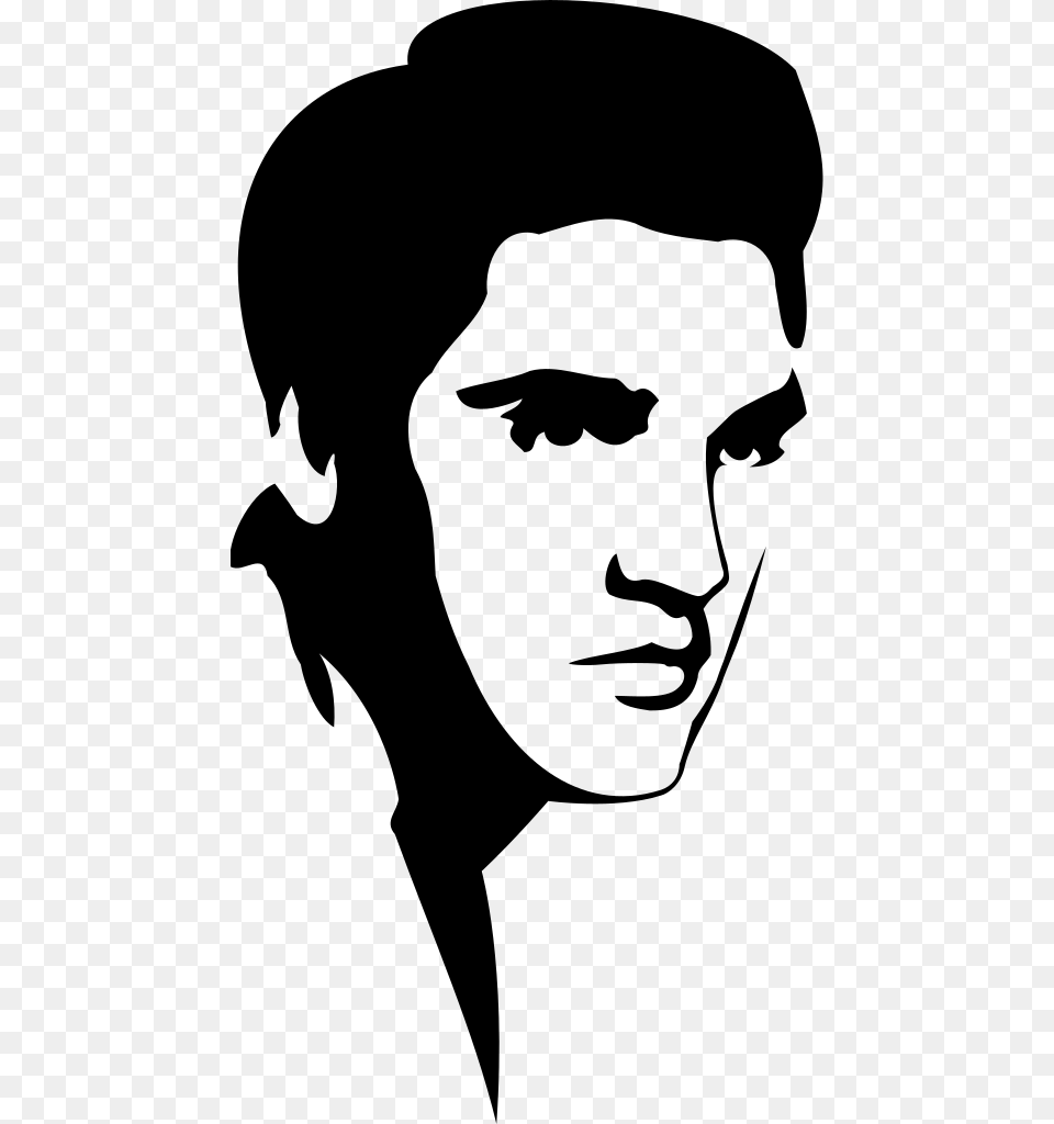 Elvis Presley Stencil, Gray Free Png Download