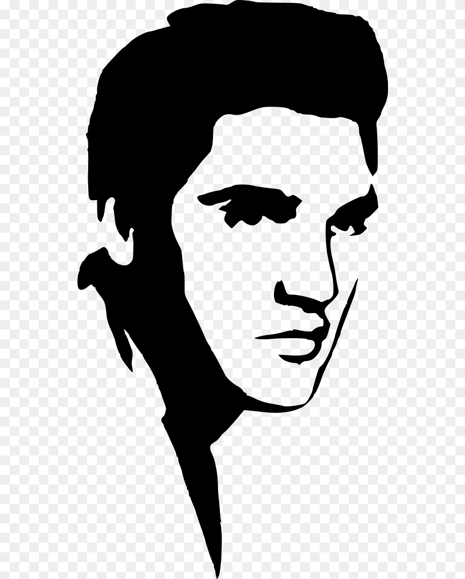 Elvis Presley Stencil, Gray Free Png