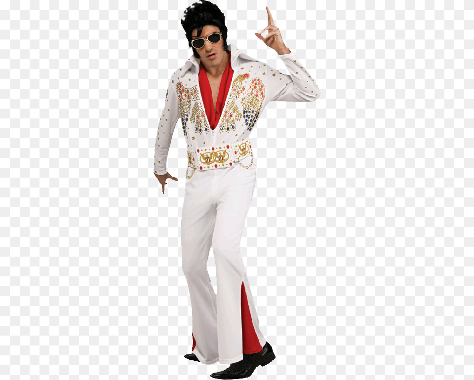 Elvis Presley White Jumpsuit Deluxe Adult Costume Elvis Costume, Sleeve, Person, Man, Male Free Png