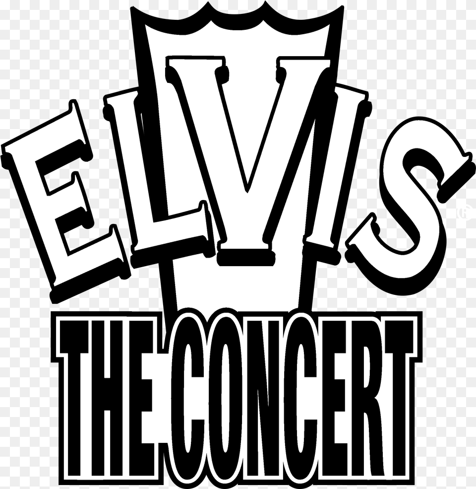 Elvis The Concert Logo Black And White Elvis, Stencil, Text, Cross, Symbol Free Png Download