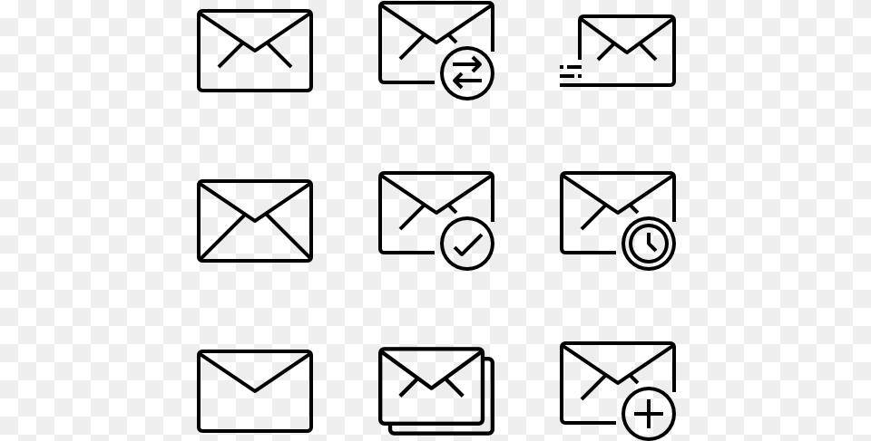 Email Lineart Icon White, Gray Png Image