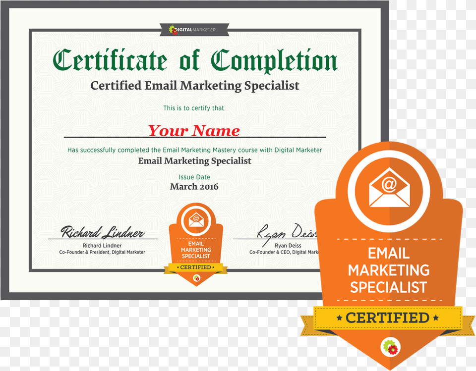 Email Marketing Specialist Certification Amp Badge Certificate Marketing, Text, Diploma, Document Png