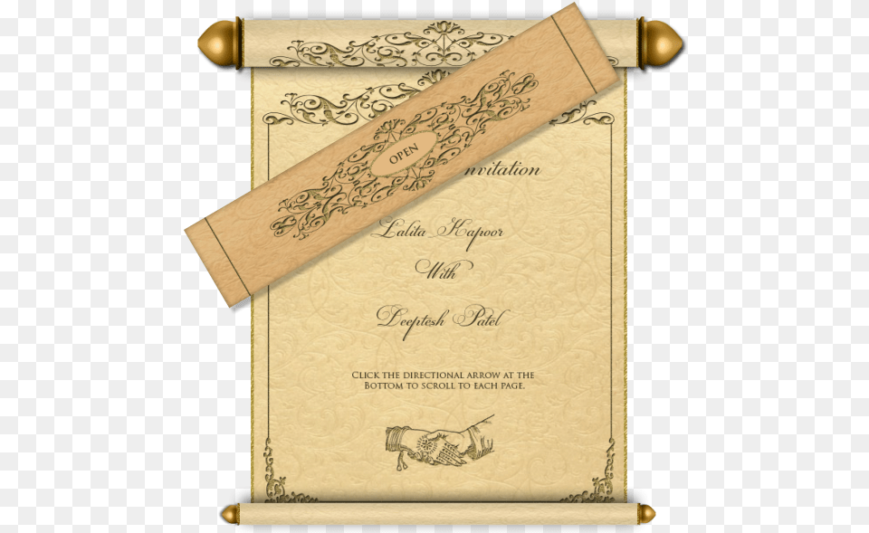 Email Wedding Card Scroll Royal, Text, Document, Dynamite, Weapon Png Image