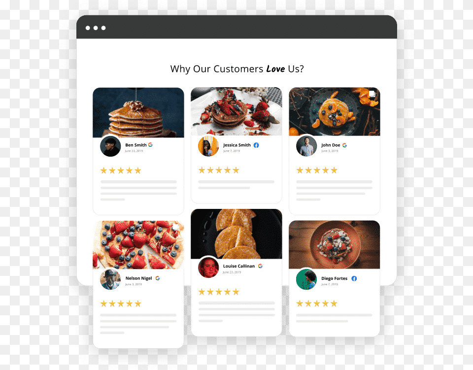 Embed Facebook And Google Reviews Embedreviews Food Group, Text, Person, Page, Bread Png Image