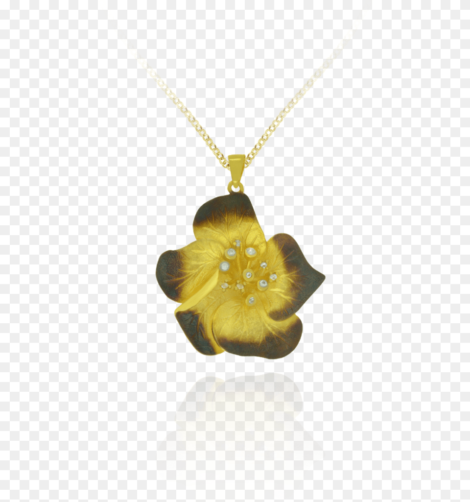 Ember Magnolia Flower With Sparkling Center Pendant Pendant, Accessories, Jewelry, Necklace, Locket Png Image
