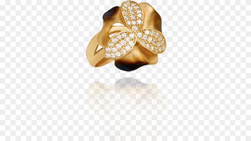 Ember Tri Petal Buttercup Ring Ring, Accessories, Jewelry, Gold, Gemstone Png Image