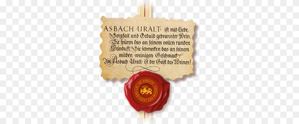 Emblem Mit Siegel Asbach Uralt Etikett, Wax Seal, Food, Sweets, Ketchup Free Transparent Png