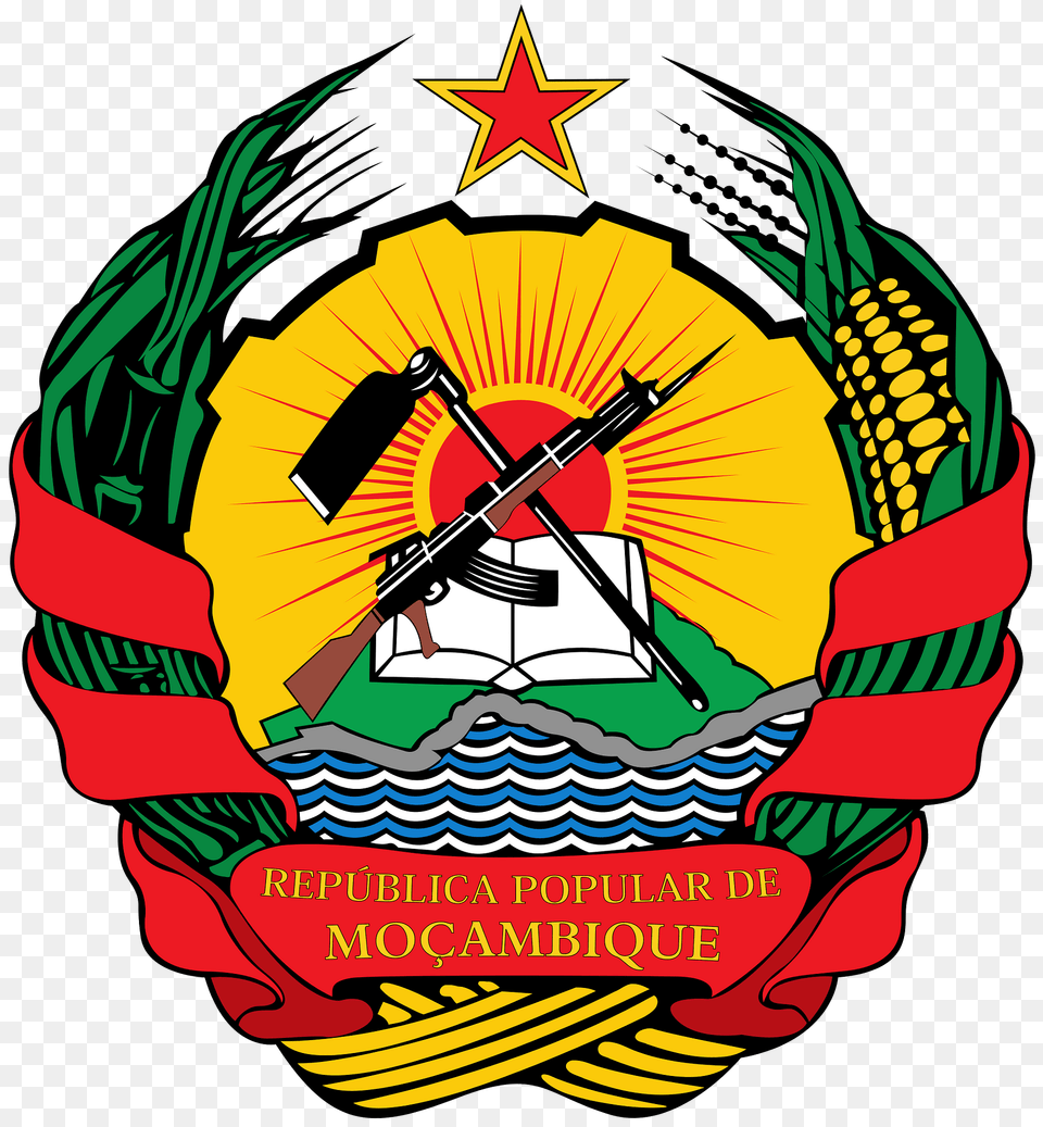 Emblem Of Mozambique 1982 1990 Clipart, Symbol, Logo, Gun, Weapon Free Transparent Png