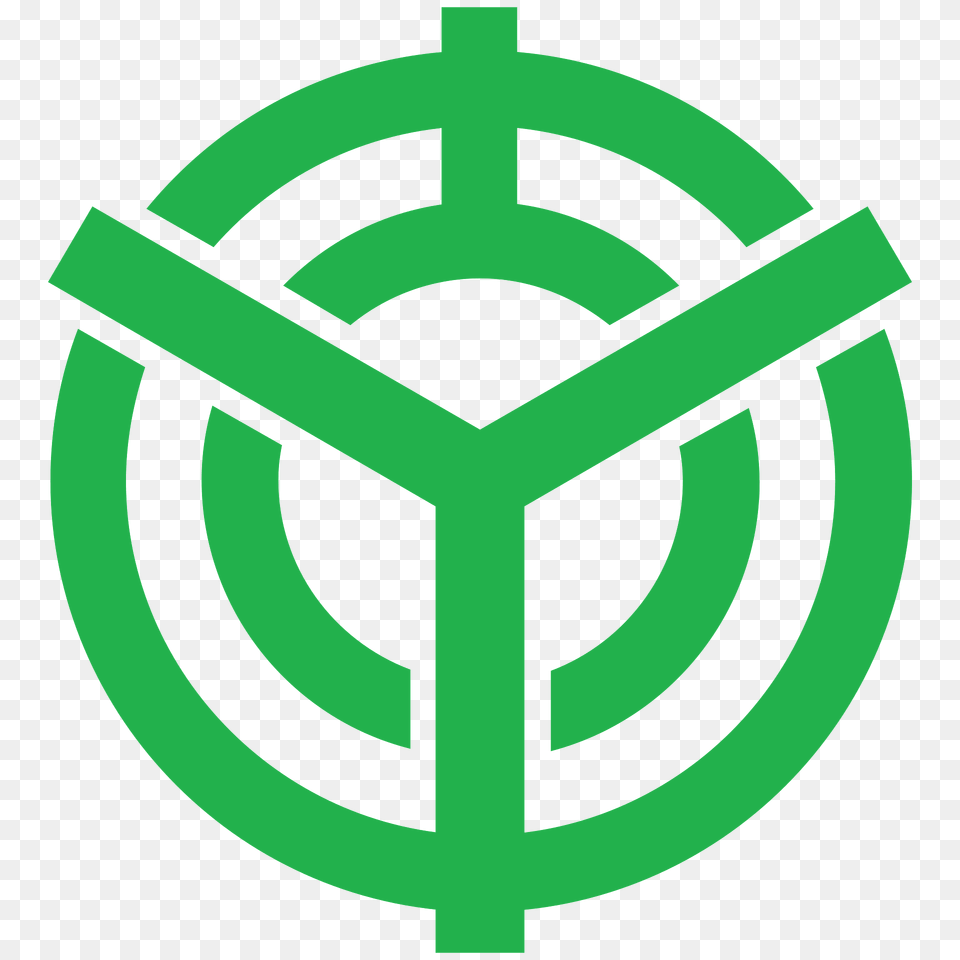 Emblem Of Taihei Fukuoka Clipart, Green, Cross, Symbol, Logo Png