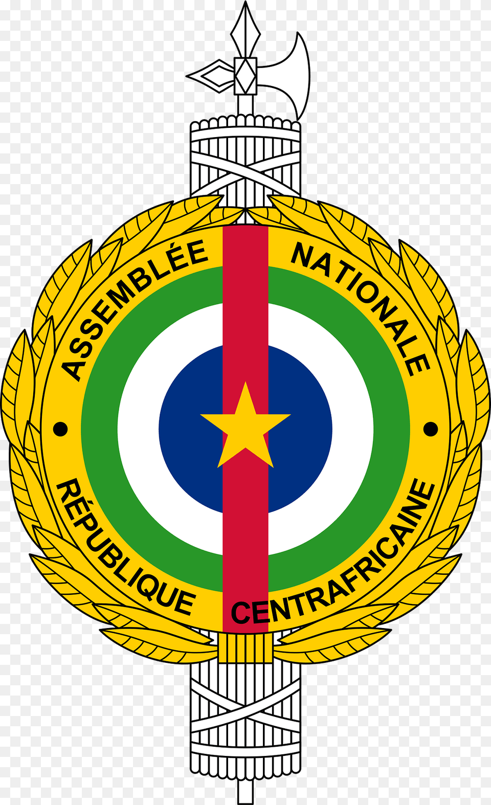 Emblem Of The National Assembly Of The Central African Republic Clipart, Symbol, Dynamite, Logo, Weapon Png