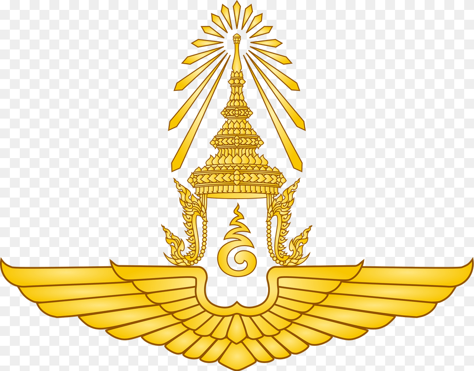 Emblem Of The Royal Thai Air Force Clipart, Symbol, Gold, Logo, Badge Png