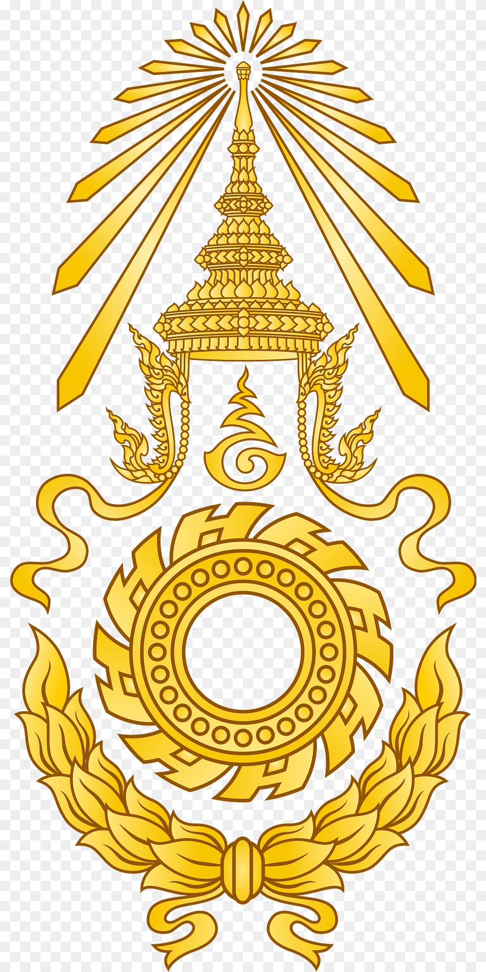 Emblem Of The Royal Thai Army Clipart, Symbol, Badge, Logo, Gold Png