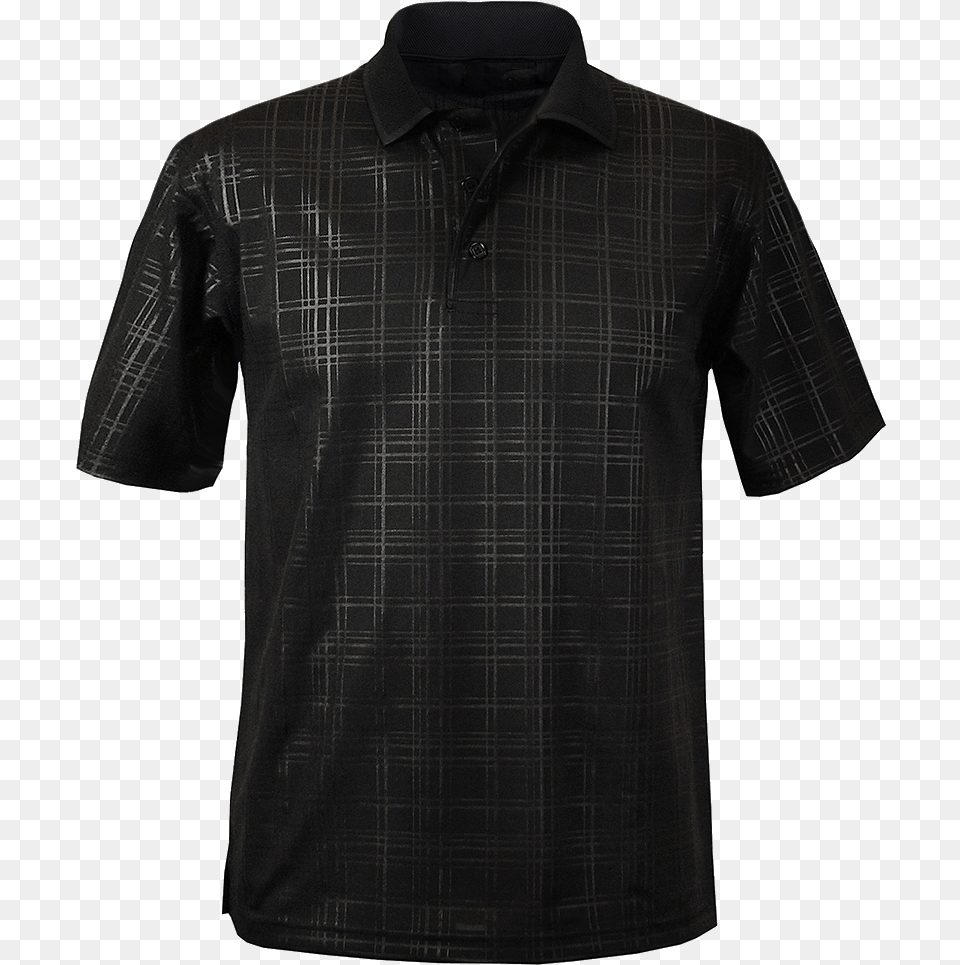 Embossed Plaid Pattern Moisture Wicking Polo Black Active Shirt, Clothing, Coat, Dress Shirt, Sleeve Free Png
