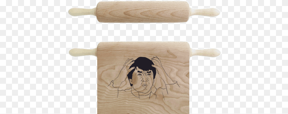 Embossing Wooden Rolling Pin With Printing Jackie Chan Rolling Pin, Wood, Person, Face, Head Free Transparent Png