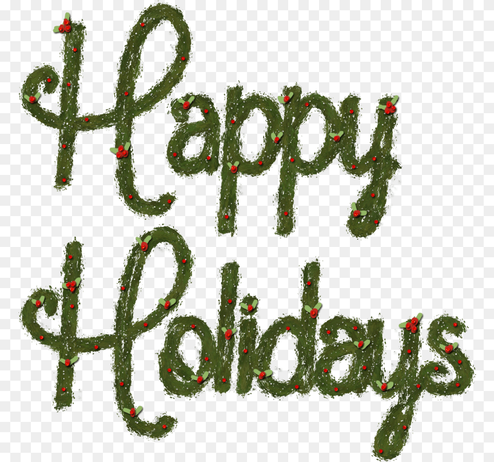 Embroidered Happy Holidays, Green, Text Free Png Download