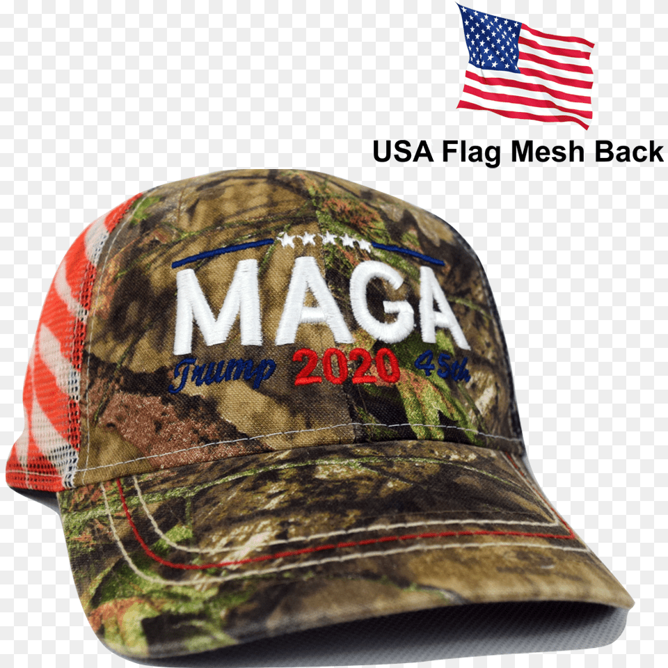 Embroidered In Usa Donald Trump 2020 Maga Cap Camo Baseball Cap, Baseball Cap, Clothing, Hat, Flag Free Transparent Png
