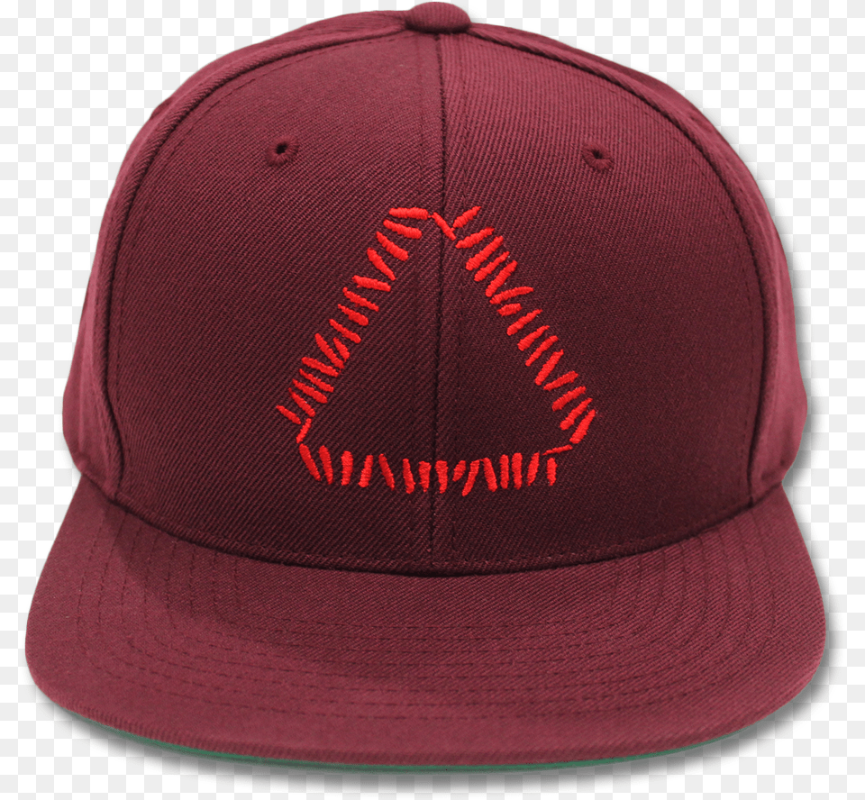 Embroidered Triangle Logo Snapback Baseball Cap, Baseball Cap, Clothing, Hat, Maroon Free Png
