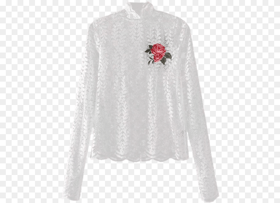 Embroidered White Lace Top, Blouse, Clothing, Long Sleeve, Sleeve Free Png Download