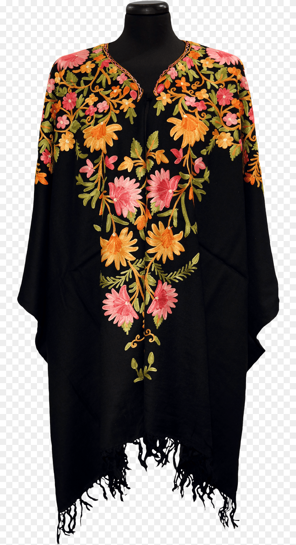 Embroidered Woolen Poncho Chrysanths, Blouse, Clothing, Fashion, Pattern Png