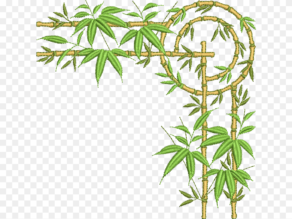 Embroidery Bamboo Design, Plant, Leaf Free Transparent Png