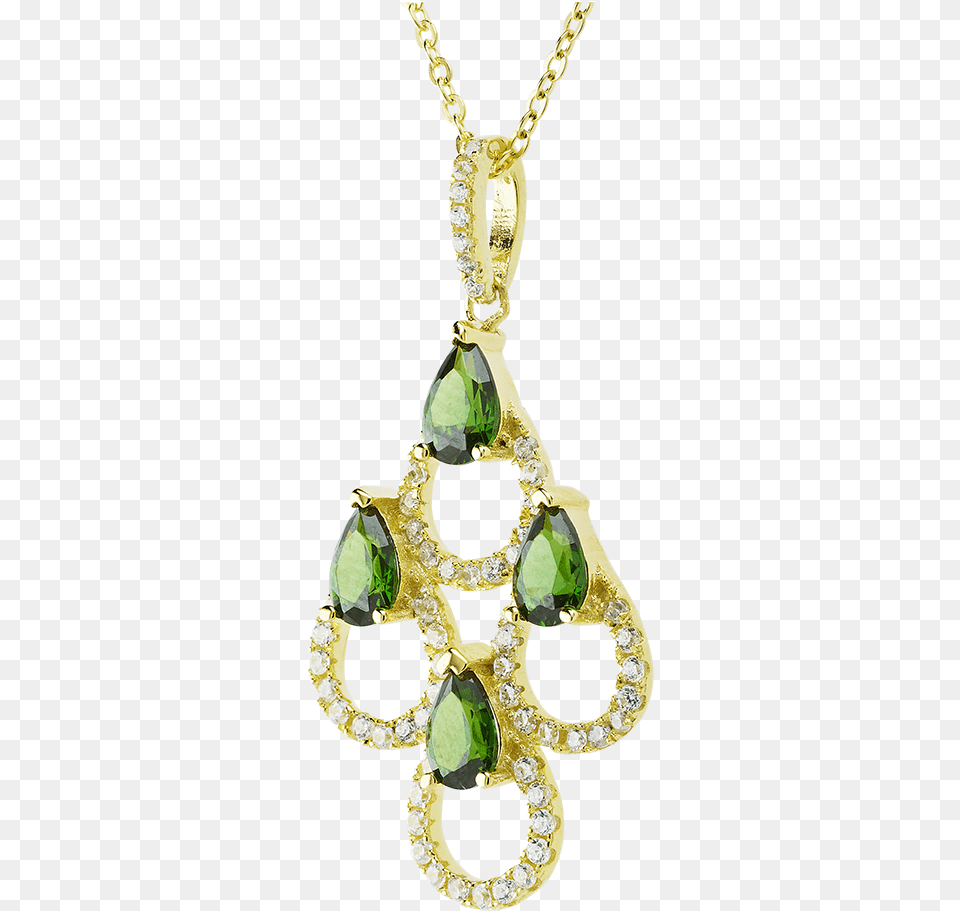 Emerald 18k Yellow Gold Plated Diva Necklace Earrings Necklace, Accessories, Jewelry, Gemstone, Pendant Png