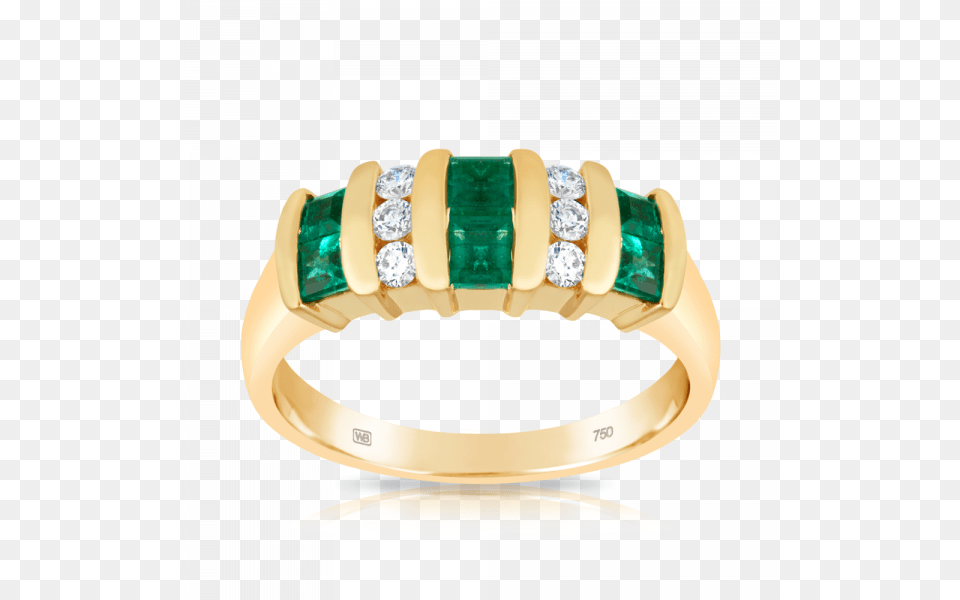 Emerald And Diamond Dress Ring Made In 18ct Yellow Ring, Accessories, Gemstone, Jewelry, Tape Free Png