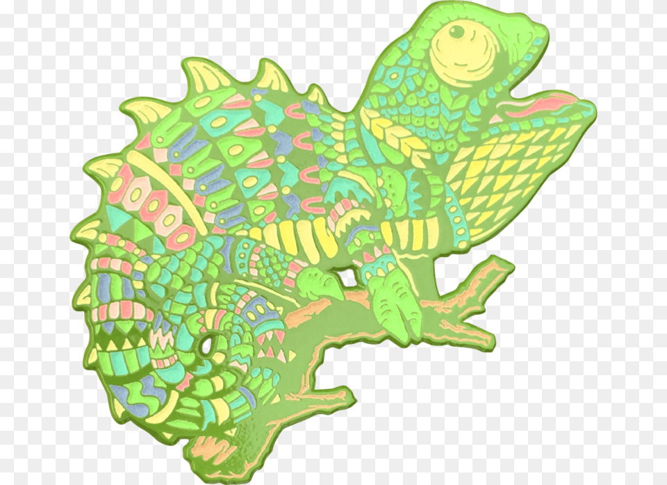 Emerald Chameleon Pin Cartoon, Animal, Dinosaur, Reptile, Iguana Png Image