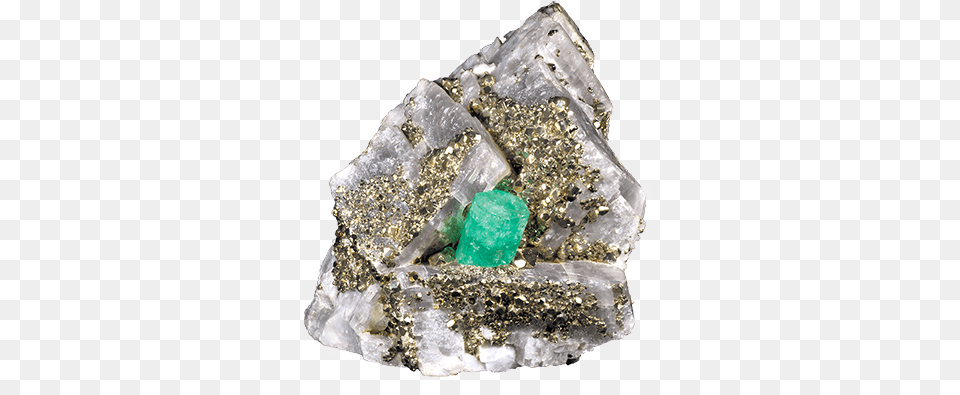 Emerald Crystal On Pyrite And Calcite El Chivor Emerald, Accessories, Gemstone, Jewelry, Mineral Free Png Download