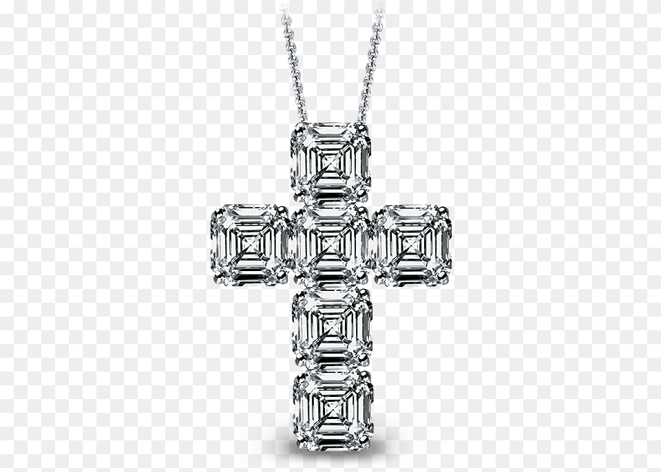 Emerald Cut Diamond Cross, Accessories, Jewelry, Necklace, Symbol Png Image