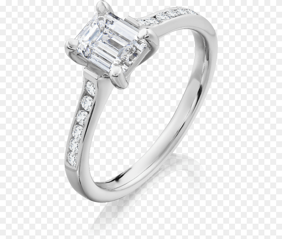 Emerald Cut Diamond Ring With Diamond Set Shoulders Pre Engagement Ring, Accessories, Gemstone, Jewelry, Platinum Free Png Download