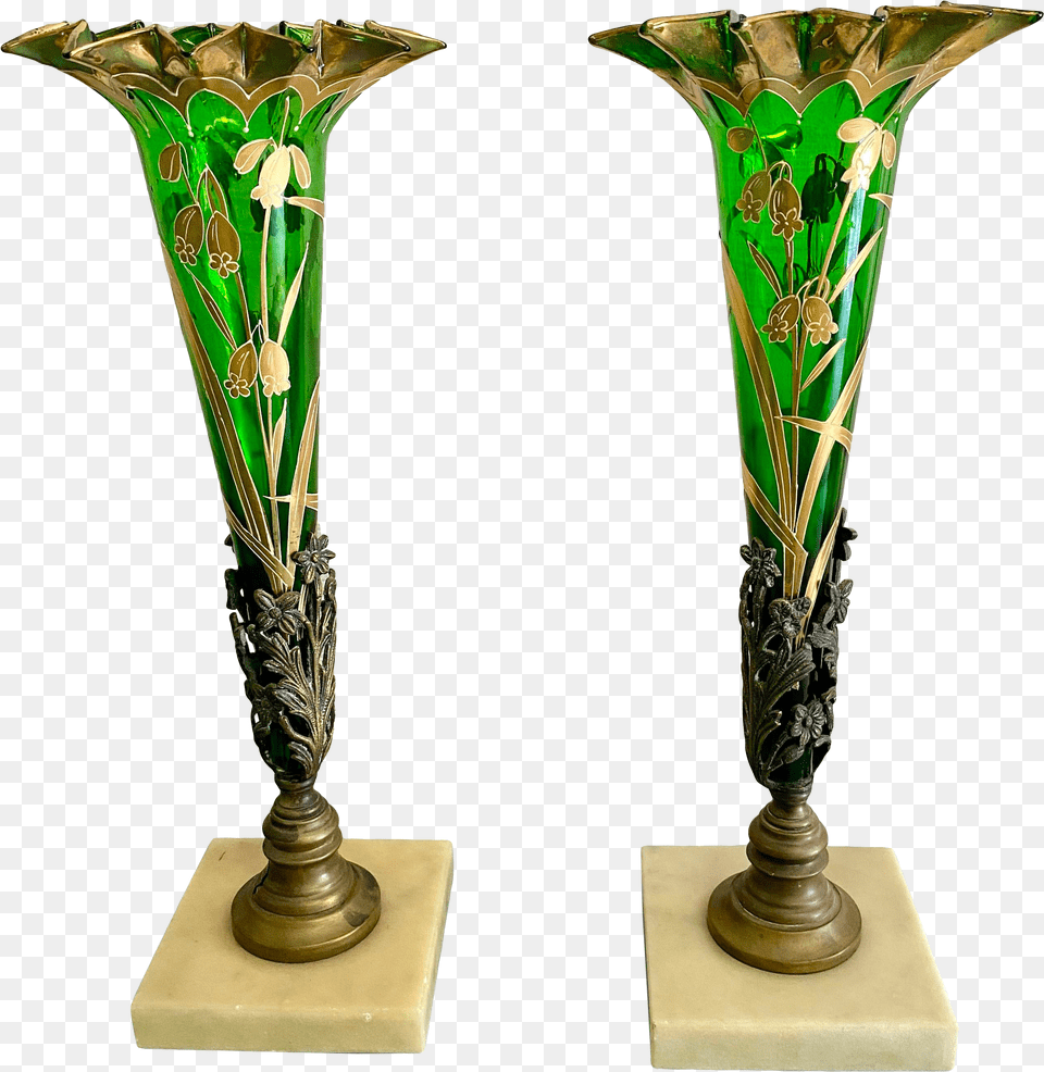 Emerald Green Bohemian Epergne With Gold Overlay A Pair Decorative, Trailer Truck, Transportation, Truck, Vehicle Png Image