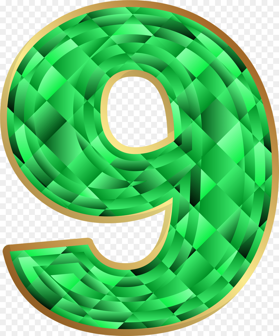 Emerald Number Nine Clip Art Image Circle, Symbol, Text, Green, Astronomy Png
