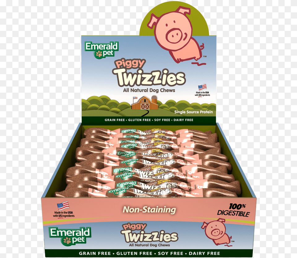 Emerald Pet Piggy Twizzies Natural Dog Chew, Food, Sweets, Baby, Person Free Png